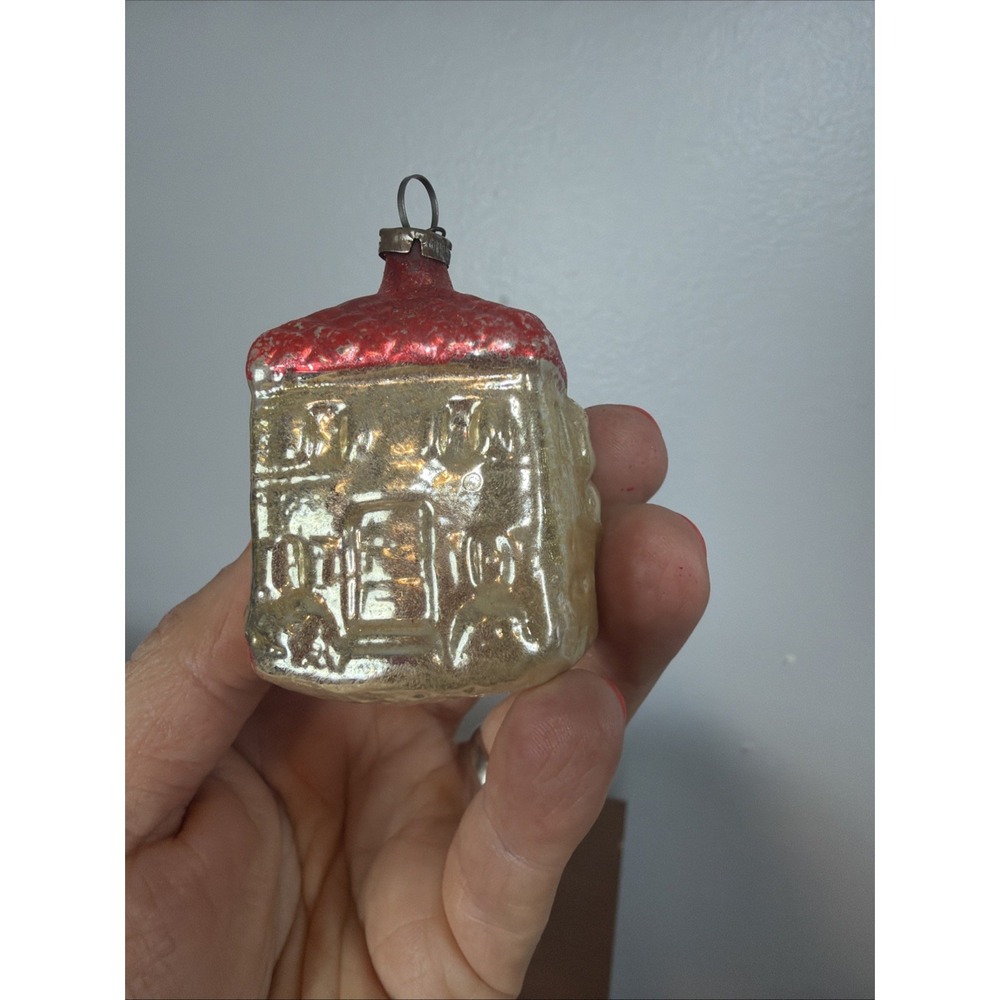 Antique Germany Mercury Glass Christmas Figural Ornament Cottage House